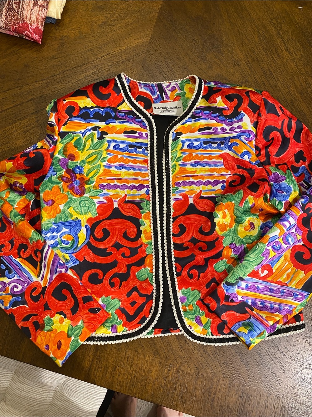 VTG 80s Nah Nah Collections Jonathan Tait Abstract Floral Cropped Jacket Size 8